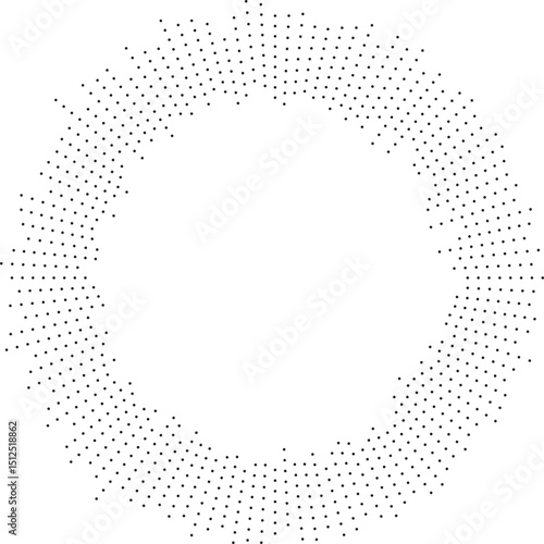 Circular texture with irregular dotted rays, radiating both inside and outside, with a medium empty center.