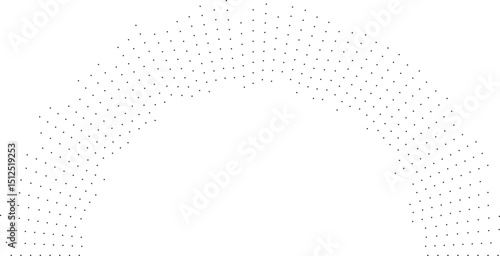Half-circle pattern featuring medium irregular dotted rays both inside and outside, forming a geometric abstract texture.