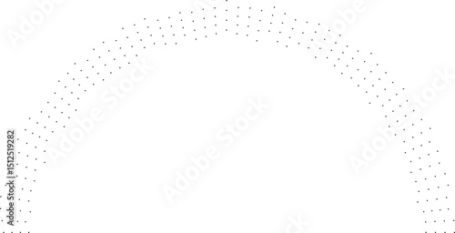 Half-circle composition with irregular dotted rays appearing inside and outside, creating a textured graphic design.