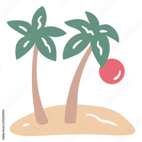 Palm tree design with a pink ball