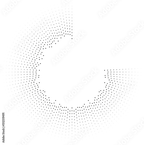 Long dotted rays taper outward from an empty center.