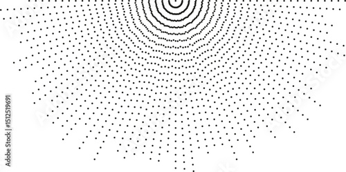 Irregular long dotted rays radiate in a semi-circular shape.