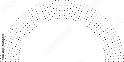 Dotted rays form a semicircle around an empty center.