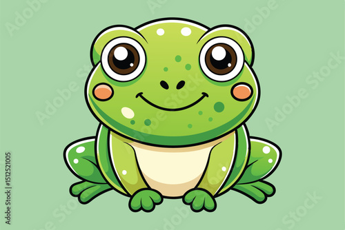 Adorable cartoon green frog illustration