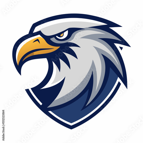Clean eagle with bold navy and silver shapes vector illustration