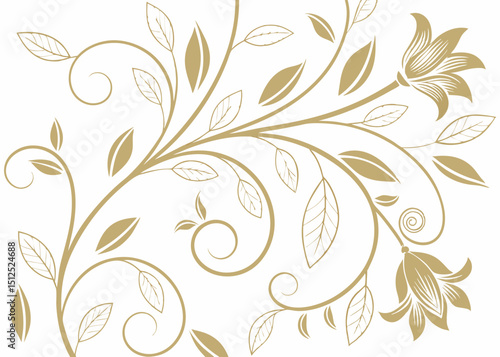 Wavy baroque background with Art Deco botanical elegance. Jungle vector wallpaper with hand drawn vintage floral leaves. Luxury pattern for upscale design and decor.

