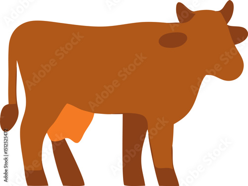 Qurban, a majestic brown cow with striking orange markings, suitable for agriculture, farming, livestock, animals, Eid alAdha, and rural concepts.