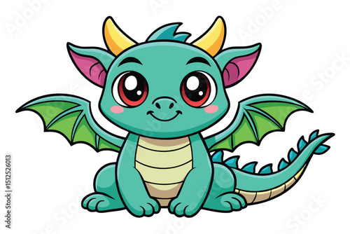 Adorable cartoon baby dragon illustration
