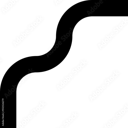 Thick curved and wavy line forming paths with rounded shapes, featuring maze and abstract patterns.