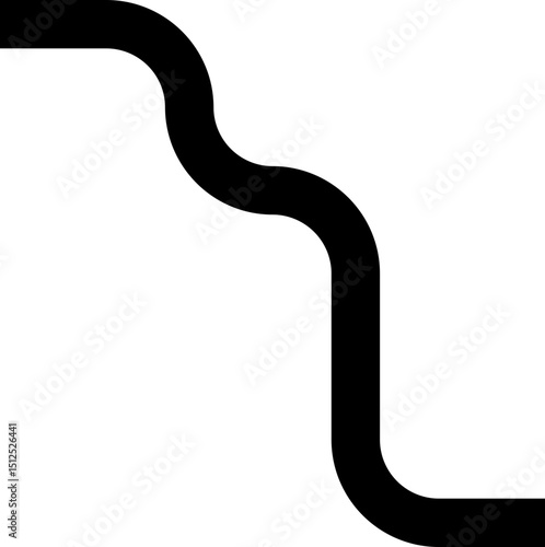 Thick curved and wavy line forming paths with rounded shapes, featuring diagonal, zigzag, and squared patterns.