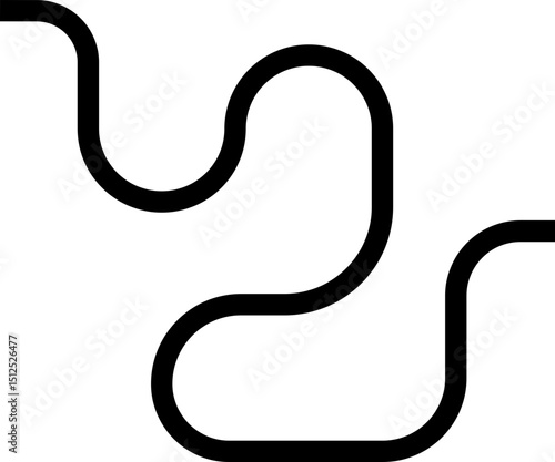 Thick curved and wavy line forming paths with rounded shapes, featuring irregular and squared patterns.