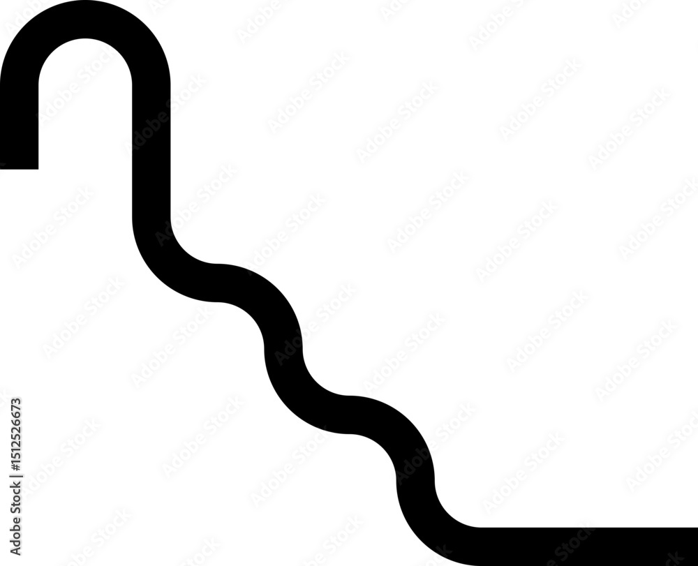 Fototapeta premium Thick curved and wavy line forming paths with rounded shapes, featuring long, zigzag, maze, and diagonal patterns.