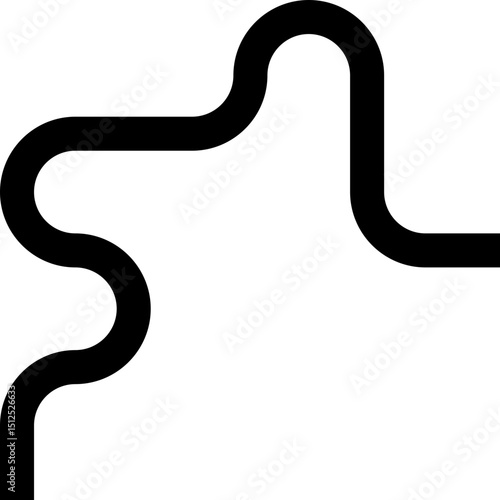 Thick curved and wavy line forming paths with rounded shapes, featuring line path and squared wave patterns.