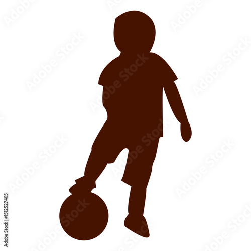 Kid playing football sillouette