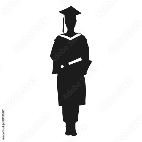 Female graduate holding diploma silhouette