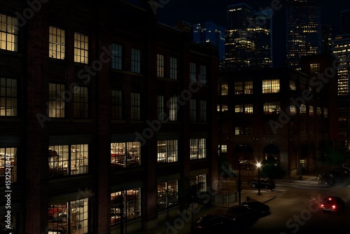 Wallpaper Mural Nighttime urban scene illuminated windows cityscape Torontodigital.ca