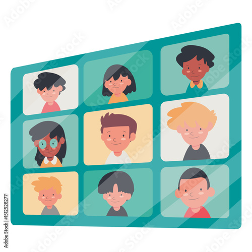 Video call with kids illustration video