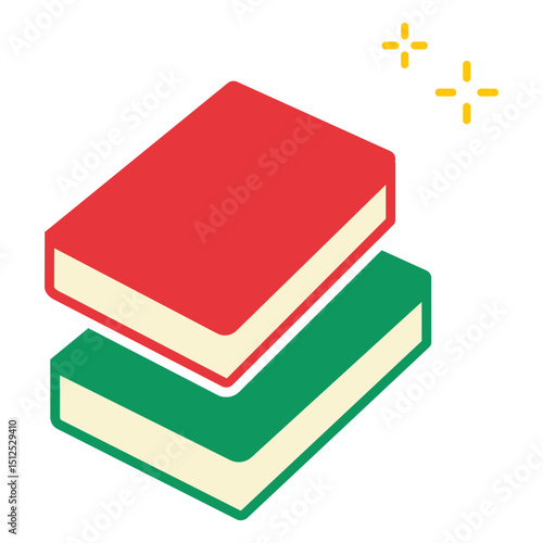 Red and green books flat icon