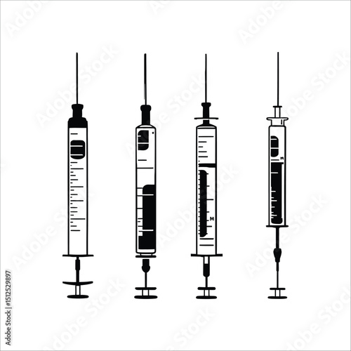Medical syringes vector illustration for vaccination injection health and treatment concept design art 100