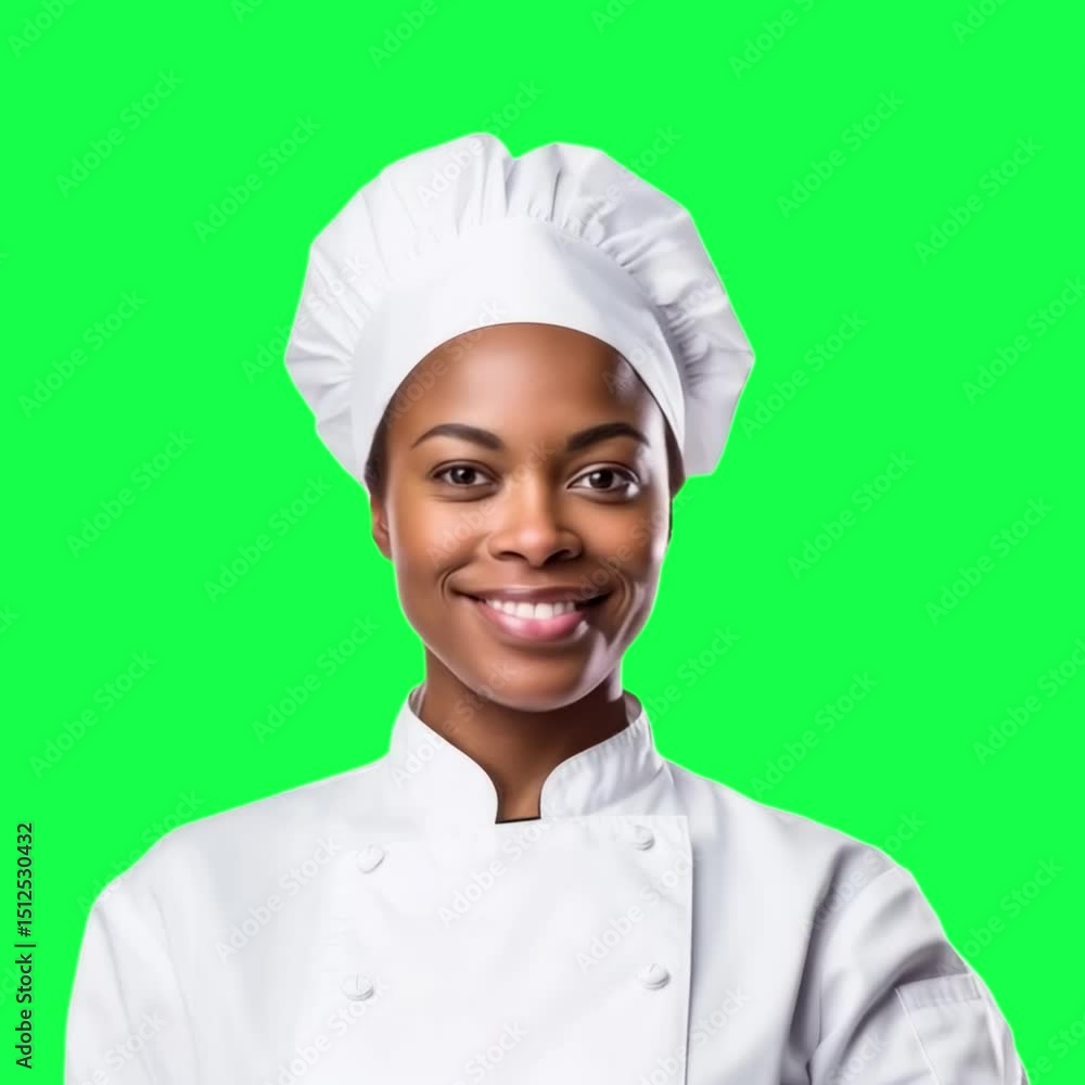 Smiling chef with animation, transparent 4K video, green screen Smiling chef with animation, transparent 4K video, green screen