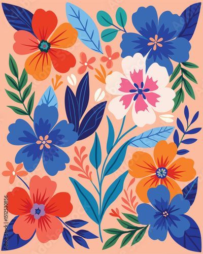 Wallpaper Mural seamless pattern with flowers graphic poster banner Torontodigital.ca