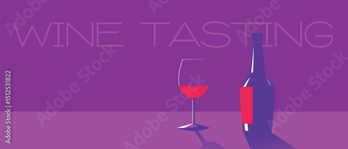 Wine tasting, wine list, sommelier, bar menu. Vector design banner for restaurant, kitchen design, drinks, merlot