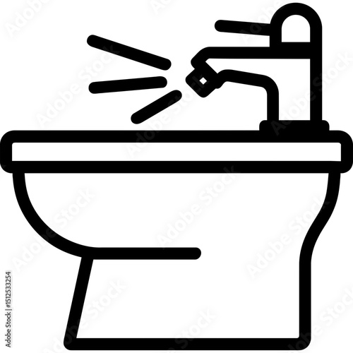 Minimalist bidet icon with bold black lines