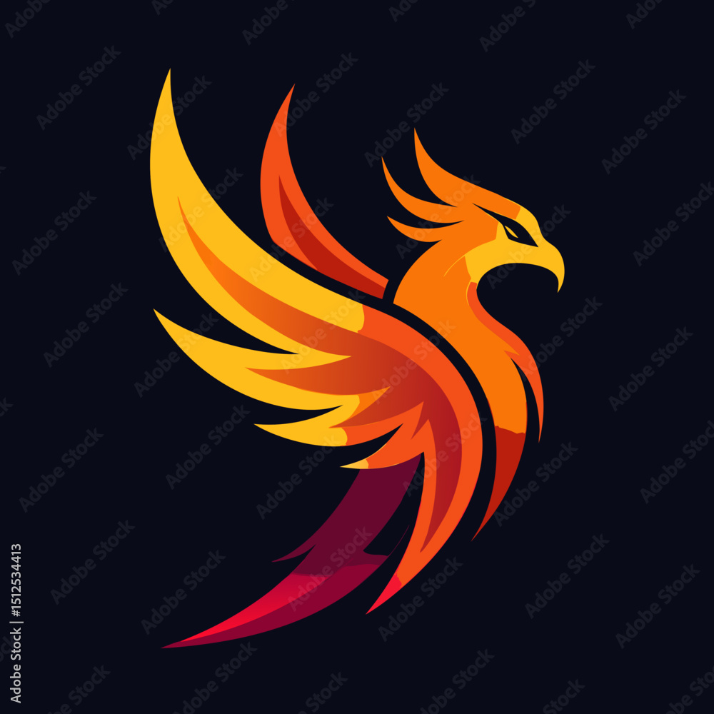 Fototapeta premium Abstract phoenix with vibrant gradient colors vector illustration
