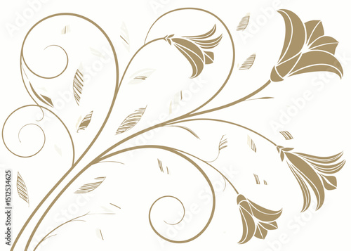 Jungle inspired baroque wallpaper in Art Deco style. Vintage botanical vector with elegant floral pattern. Wavy hand drawn ornament. Luxury background for upscale decoration.

