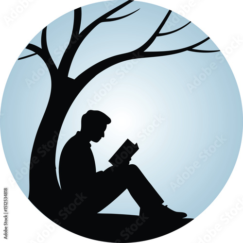Person finds solace in reading beneath the tranquil shade of a tree.