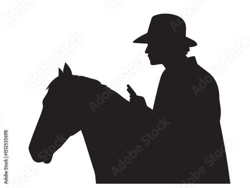 Detective silhouette. Old fashioned detective in hat on white background. Vector style silhouette.
