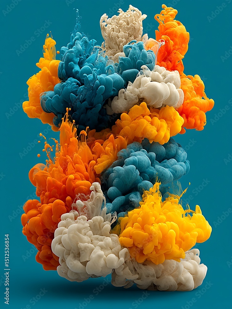 Obraz premium the image presents an abstract composition of colorful plumes against a solid backdrop