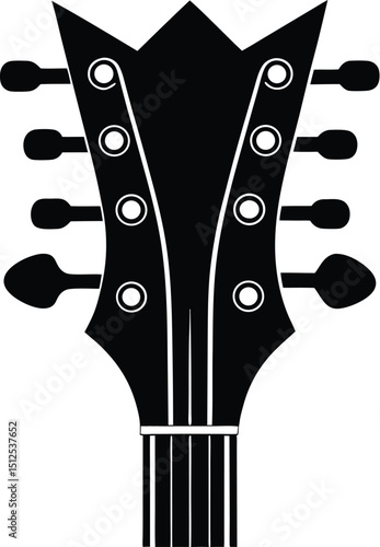 guitar headstock silhouette, tuning pegs, music detail
