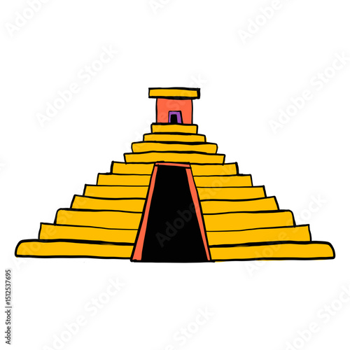 Temple pyramid aztec color colour sketch
