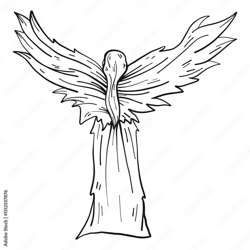 Fototapeta premium Female angel rear view line