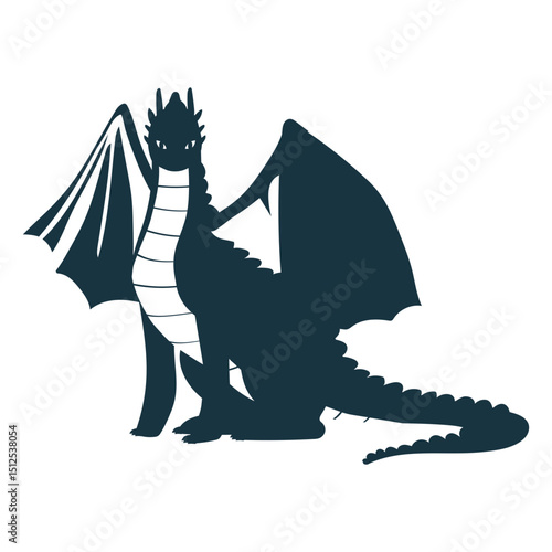 Dragon wing scales tail flying detailed silhouette