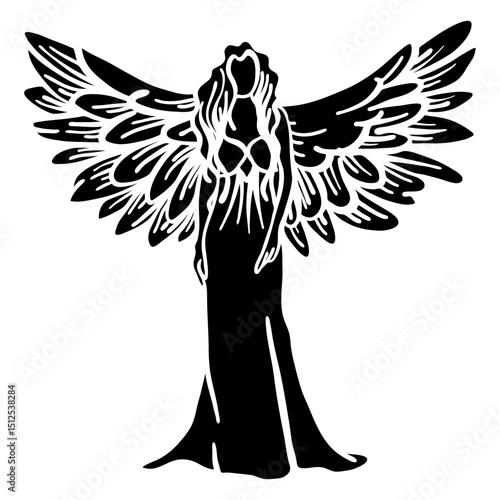 Wing angel detailed silhouette