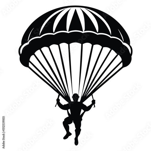Parachutist in flight silhouette vector illustration