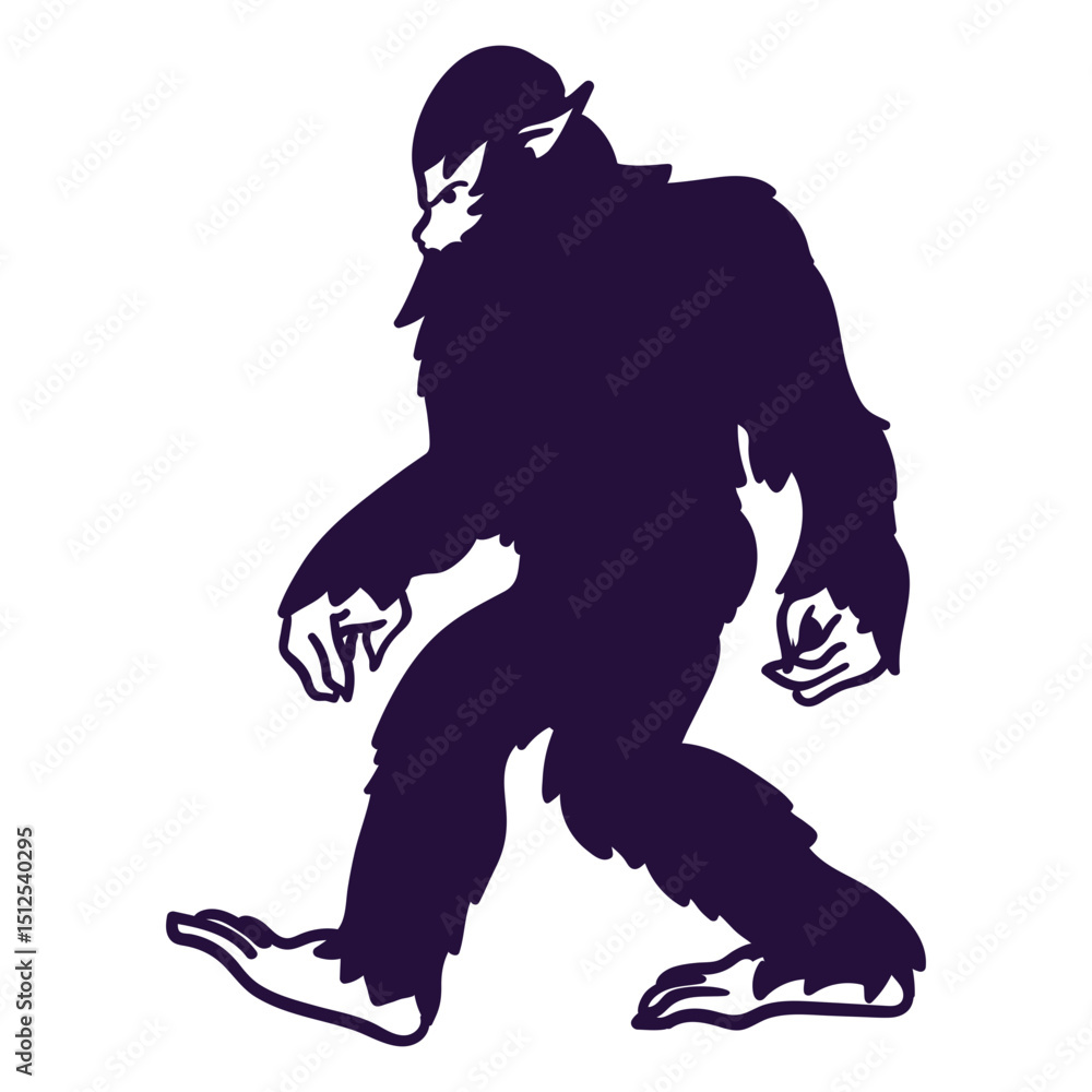 Obraz premium Bigfoot sasquatch walking cut out blacke