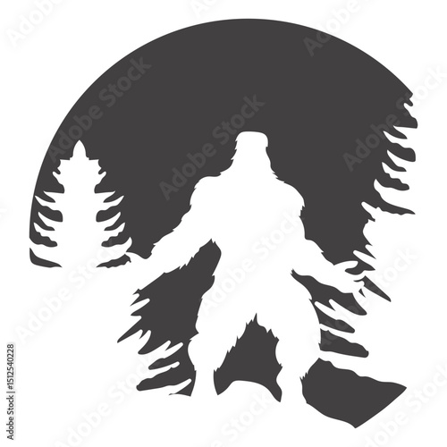Bigfoot power pose in woods cut out