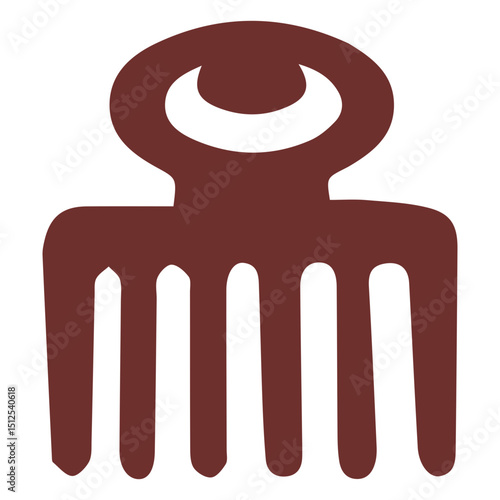 African symbol wooden comb stroke
