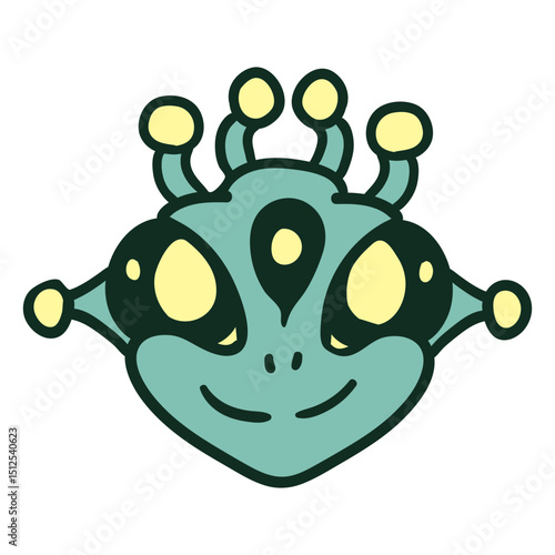 Alien's head 3 eyed stroke