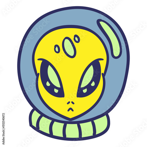 Alien's head astronaut helmet colorful stroke