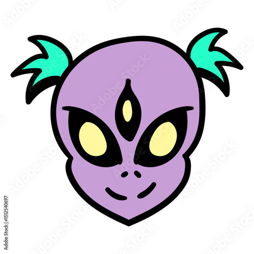Alien's head clown puffs colorful