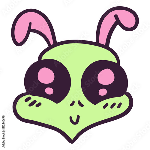 Alien's head colorful rabbit stroke