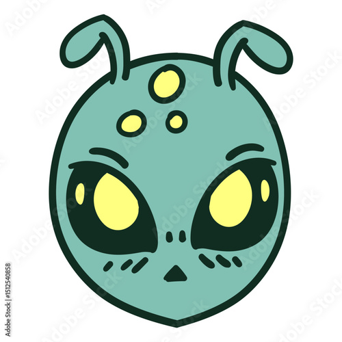 Alien's head round colorful stroke