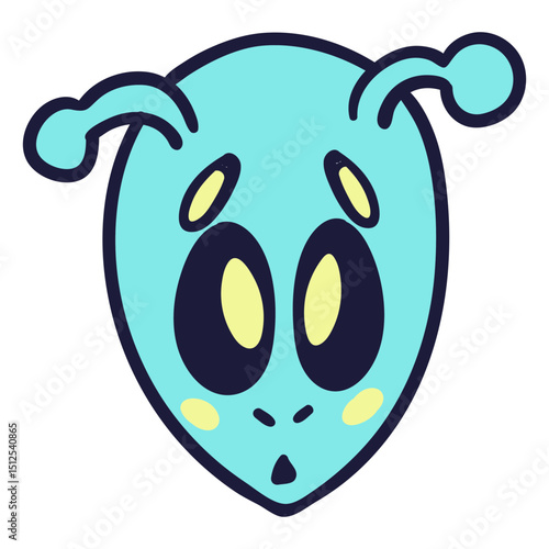Alien's head scared colorful stroke