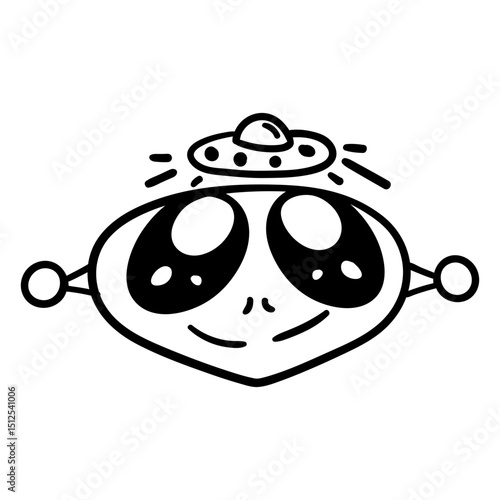 Cute happy ufo alien's head stroke