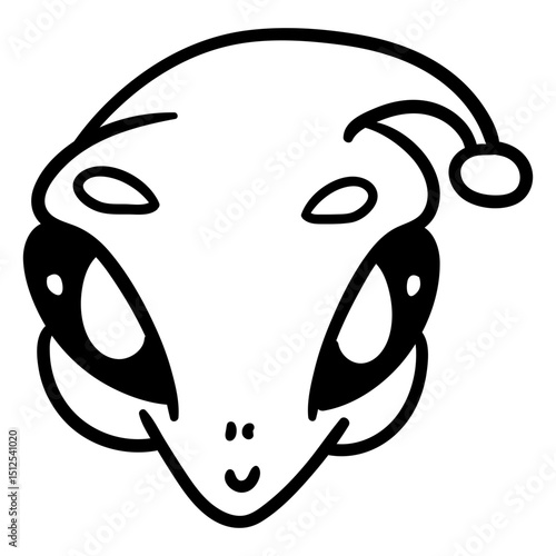 Cute santa hat alien's head stroke