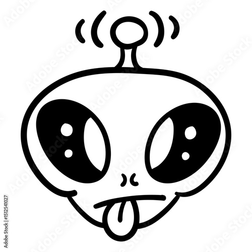 Cute tong out alien's head stroke